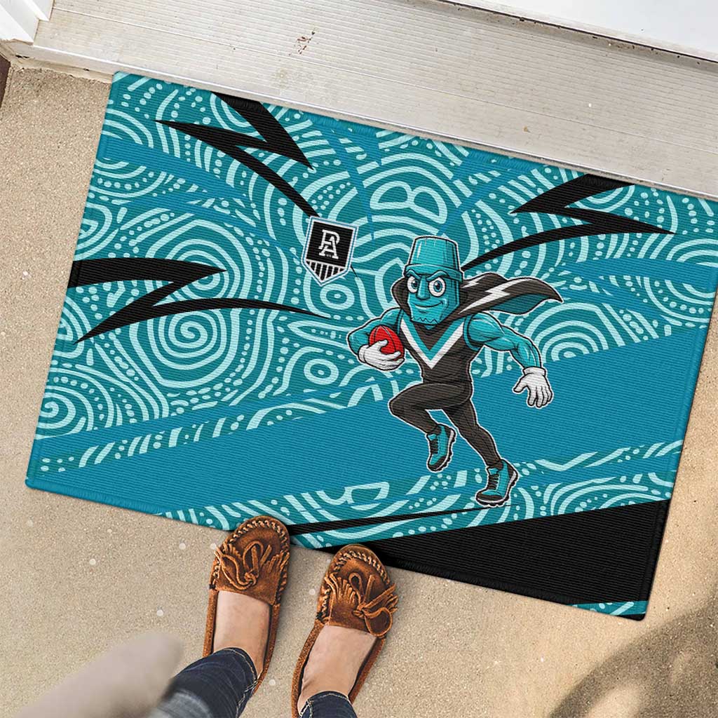 Port Adelaide Australian Football Rubber Doormat Power Hero Mascot With Indigenous Pattern Art