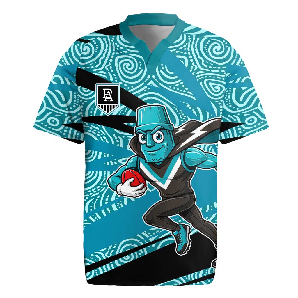 Port Adelaide Australian Football Rugby Jersey Power Hero Mascot With Indigenous Pattern Art