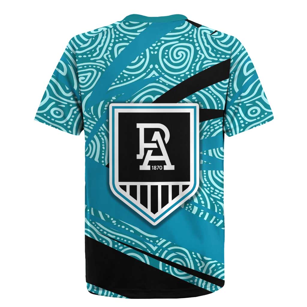 Port Adelaide Australian Football Rugby Jersey Power Hero Mascot With Indigenous Pattern Art