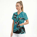 Port Adelaide Australian Football Scrub Top Power Hero Mascot With Indigenous Pattern Art