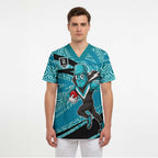 Port Adelaide Australian Football Scrub Top Power Hero Mascot With Indigenous Pattern Art