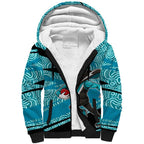 Port Adelaide Australian Football Sherpa Hoodie Power Hero Mascot With Indigenous Pattern Art