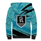 Port Adelaide Australian Football Sherpa Hoodie Power Hero Mascot With Indigenous Pattern Art
