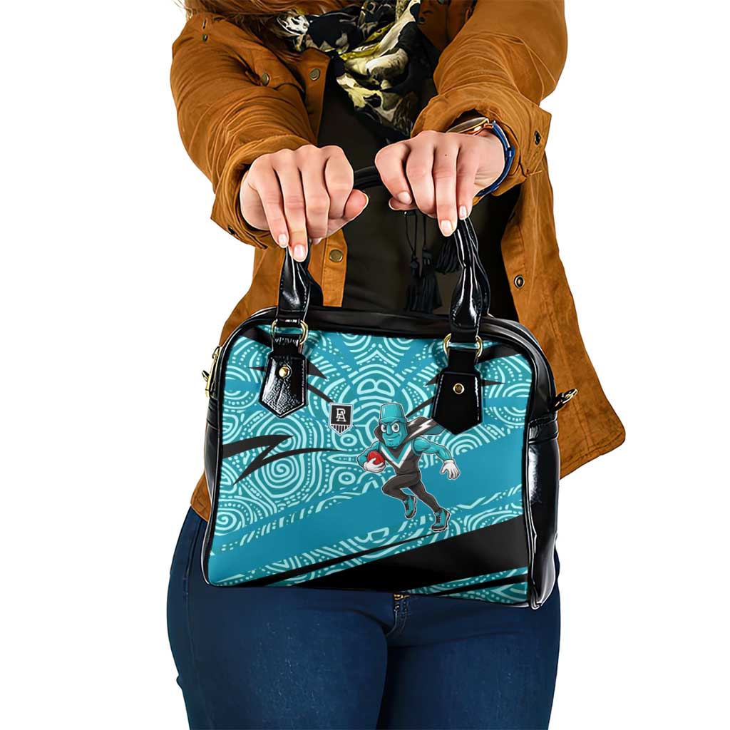 Port Adelaide Australian Football Shoulder Handbag Power Hero Mascot With Indigenous Pattern Art