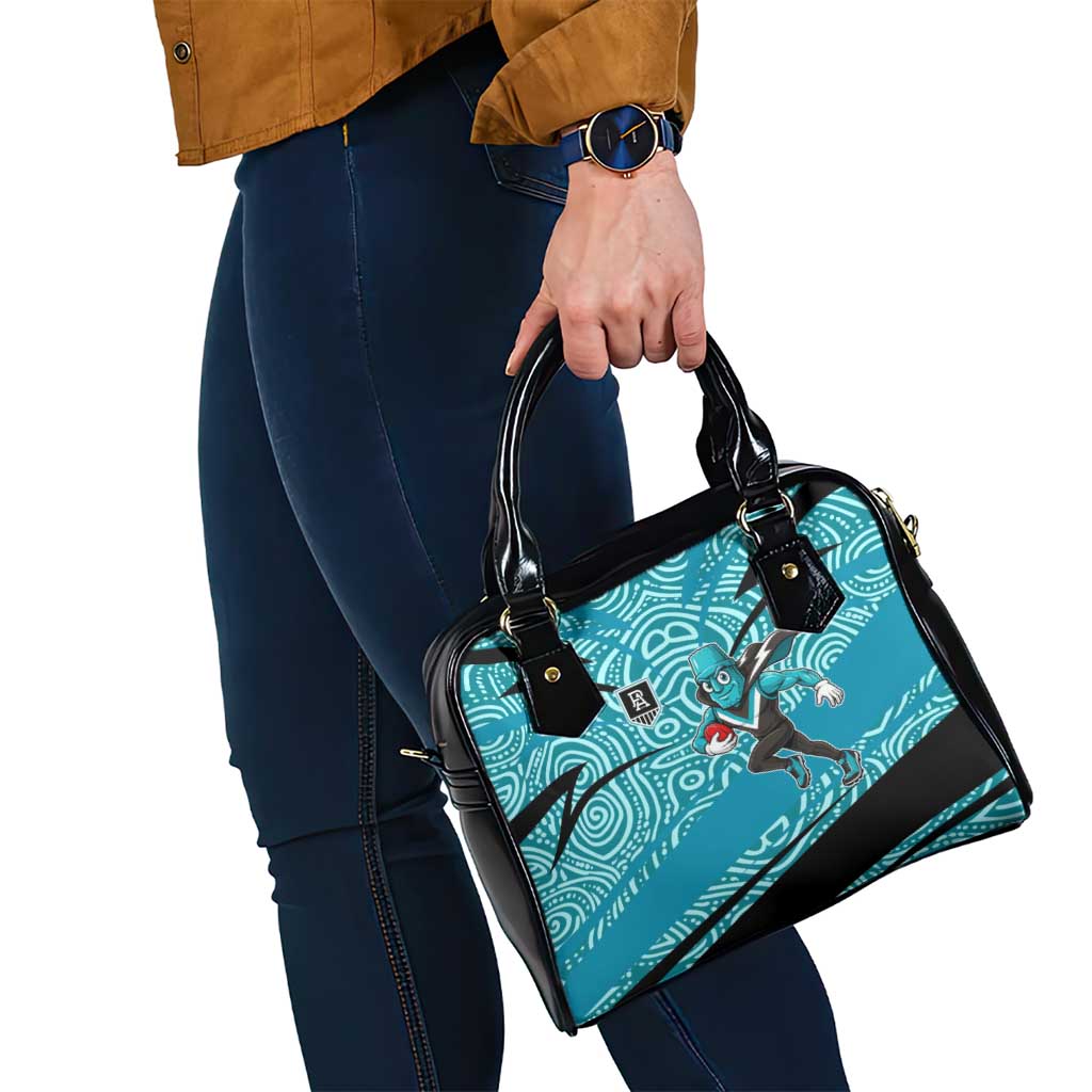Port Adelaide Australian Football Shoulder Handbag Power Hero Mascot With Indigenous Pattern Art