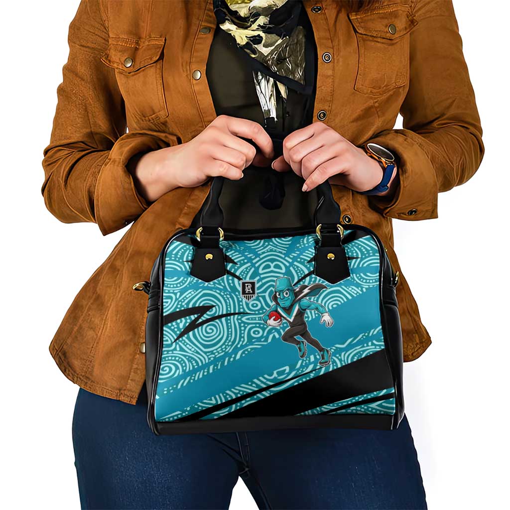 Port Adelaide Australian Football Shoulder Handbag Power Hero Mascot With Indigenous Pattern Art