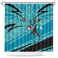 Port Adelaide Australian Football Shower Curtain Power Hero Mascot With Indigenous Pattern Art