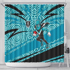 Port Adelaide Australian Football Shower Curtain Power Hero Mascot With Indigenous Pattern Art