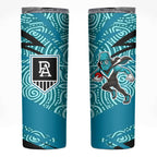 Port Adelaide Australian Football Skinny Tumbler Power Hero Mascot With Indigenous Pattern Art