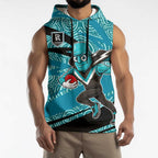 Port Adelaide Australian Football Sleeveless Hoodie Power Hero Mascot With Indigenous Pattern Art