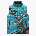 Port Adelaide Australian Football Sleeveless Puffer Jacket Power Hero Mascot With Indigenous Pattern Art