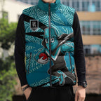 Port Adelaide Australian Football Sleeveless Puffer Jacket Power Hero Mascot With Indigenous Pattern Art