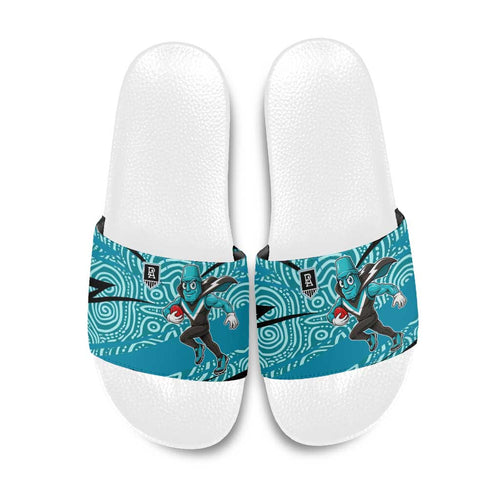 Port Adelaide Australian Football Slide Sandals Power Hero Mascot With Indigenous Pattern Art