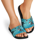 Port Adelaide Australian Football Slide Sandals Power Hero Mascot With Indigenous Pattern Art