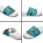 Port Adelaide Australian Football Slide Sandals Power Hero Mascot With Indigenous Pattern Art