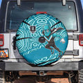 Port Adelaide Australian Football Spare Tire Cover Power Hero Mascot With Indigenous Pattern Art