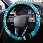 Port Adelaide Australian Football Steering Wheel Cover Power Hero Mascot With Indigenous Pattern Art