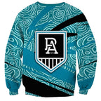 Port Adelaide Australian Football Sweatshirt Power Hero Mascot With Indigenous Pattern Art