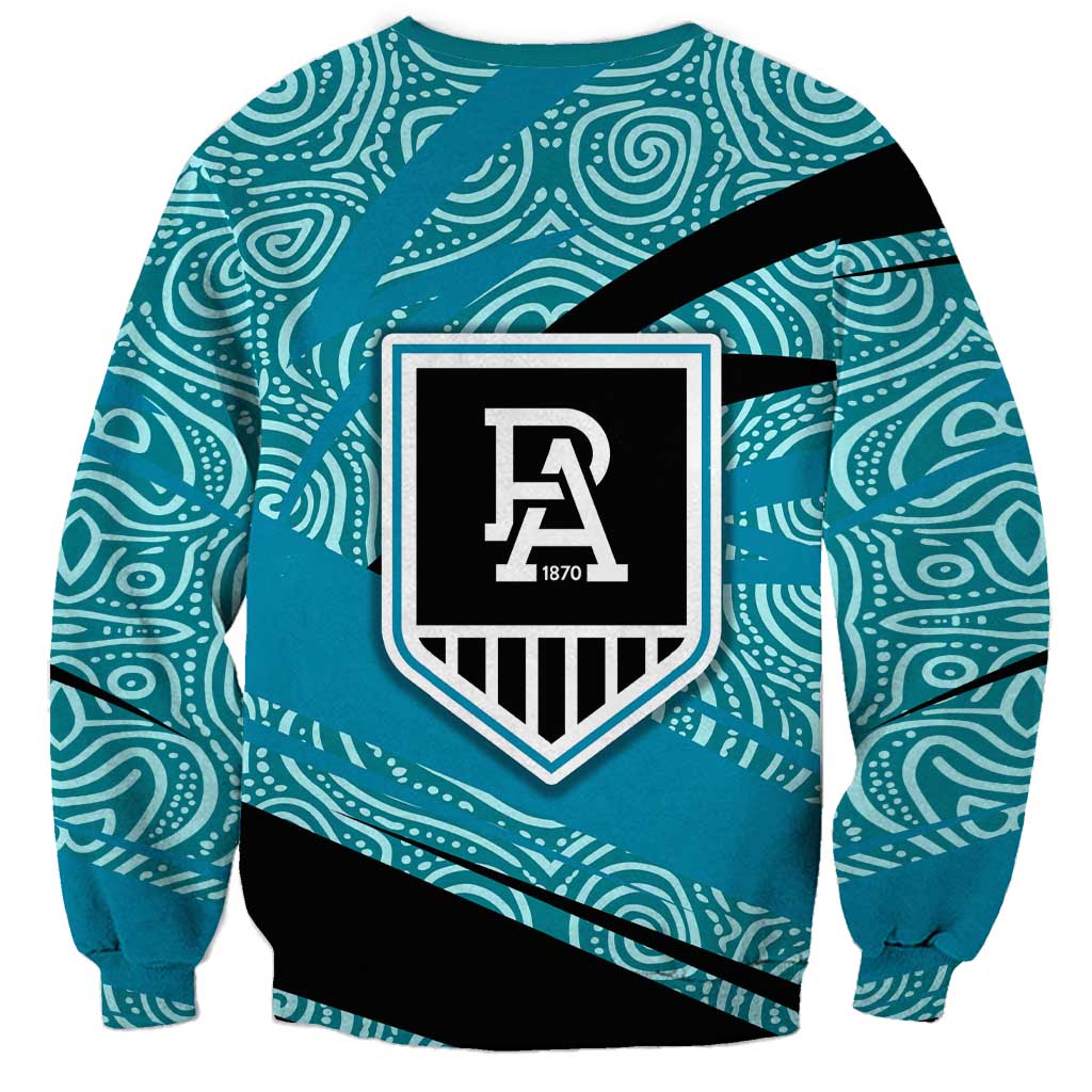 Port Adelaide Australian Football Sweatshirt Power Hero Mascot With Indigenous Pattern Art