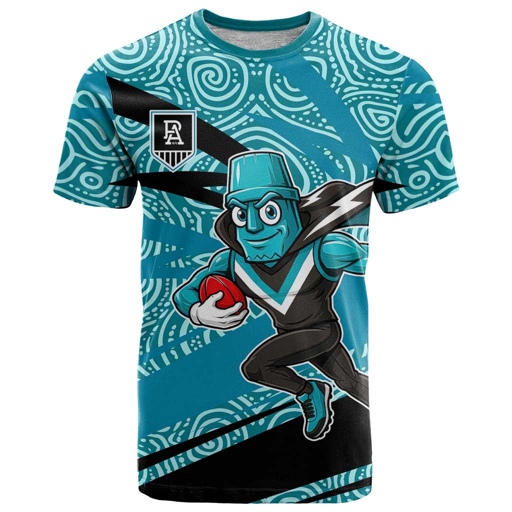 Port Adelaide Australian Football T Shirt Power Hero Mascot With Indigenous Pattern Art