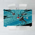 Port Adelaide Australian Football Tablecloth Power Hero Mascot With Indigenous Pattern Art