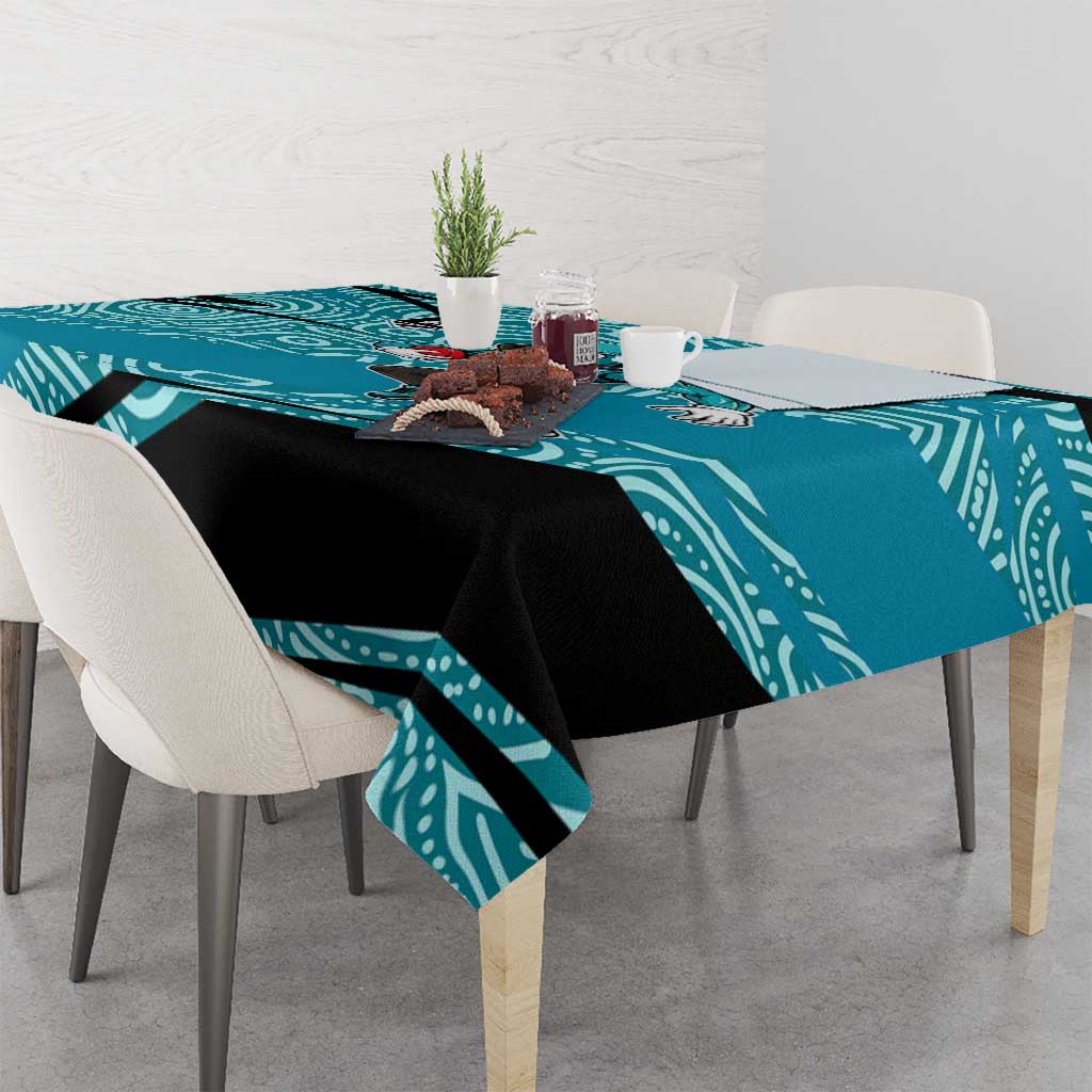 Port Adelaide Australian Football Tablecloth Power Hero Mascot With Indigenous Pattern Art