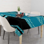 Port Adelaide Australian Football Tablecloth Power Hero Mascot With Indigenous Pattern Art
