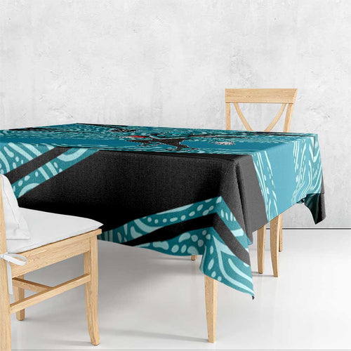 Port Adelaide Australian Football Tablecloth Power Hero Mascot With Indigenous Pattern Art