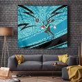 Port Adelaide Australian Football Tapestry Power Hero Mascot With Indigenous Pattern Art