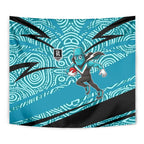 Port Adelaide Australian Football Tapestry Power Hero Mascot With Indigenous Pattern Art