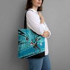 Port Adelaide Australian Football Tote Bag Power Hero Mascot With Indigenous Pattern Art