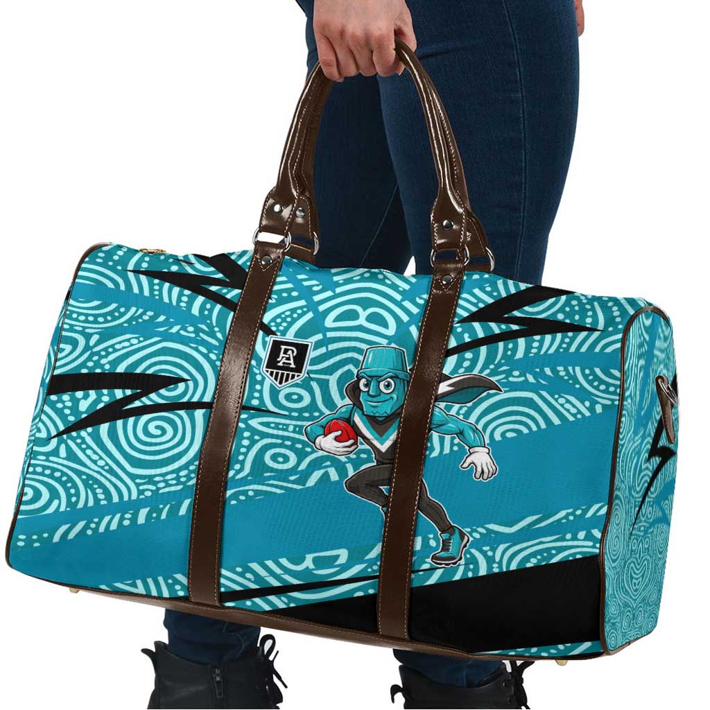 Port Adelaide Australian Football Travel Bag Power Hero Mascot With Indigenous Pattern Art