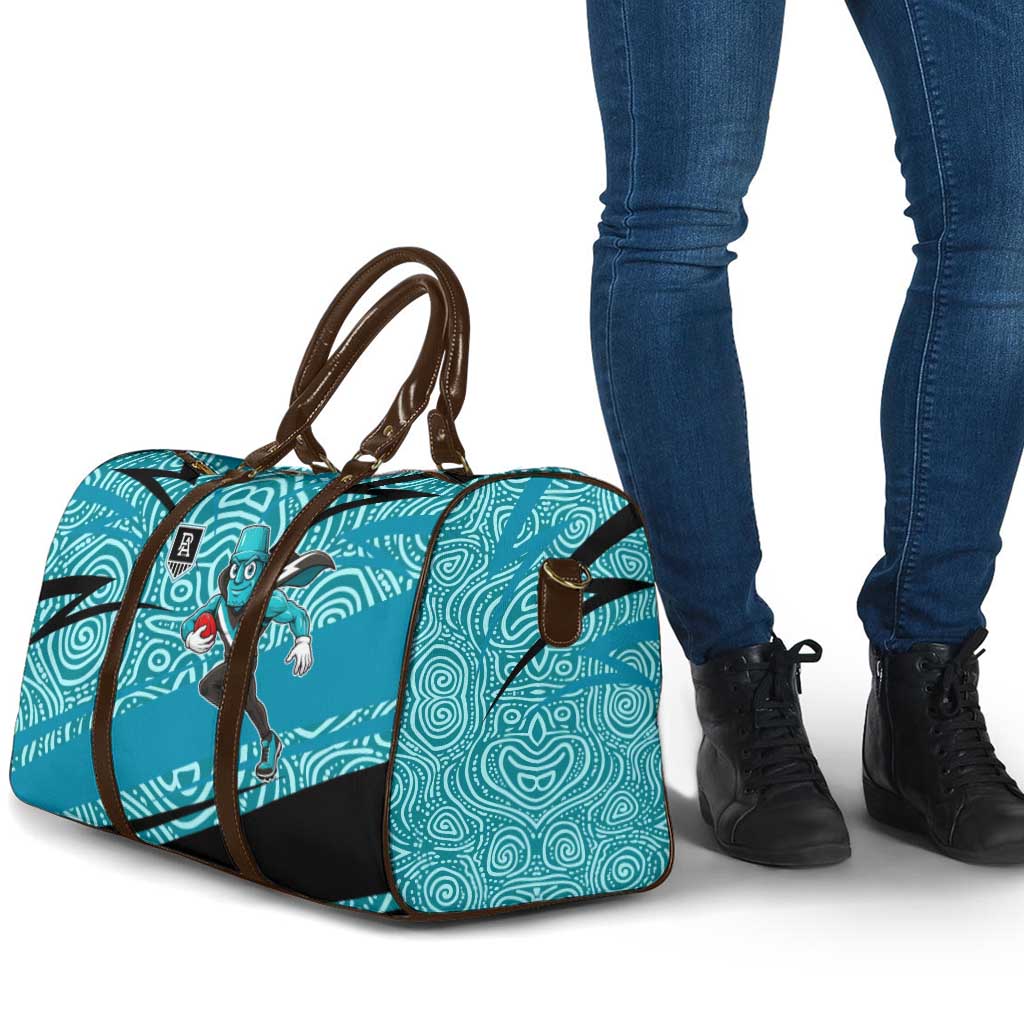 Port Adelaide Australian Football Travel Bag Power Hero Mascot With Indigenous Pattern Art