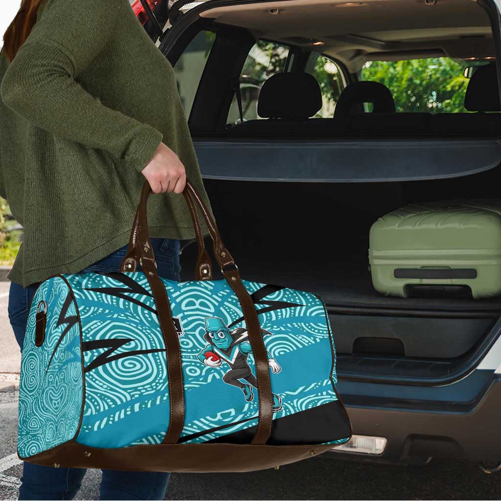 Port Adelaide Australian Football Travel Bag Power Hero Mascot With Indigenous Pattern Art