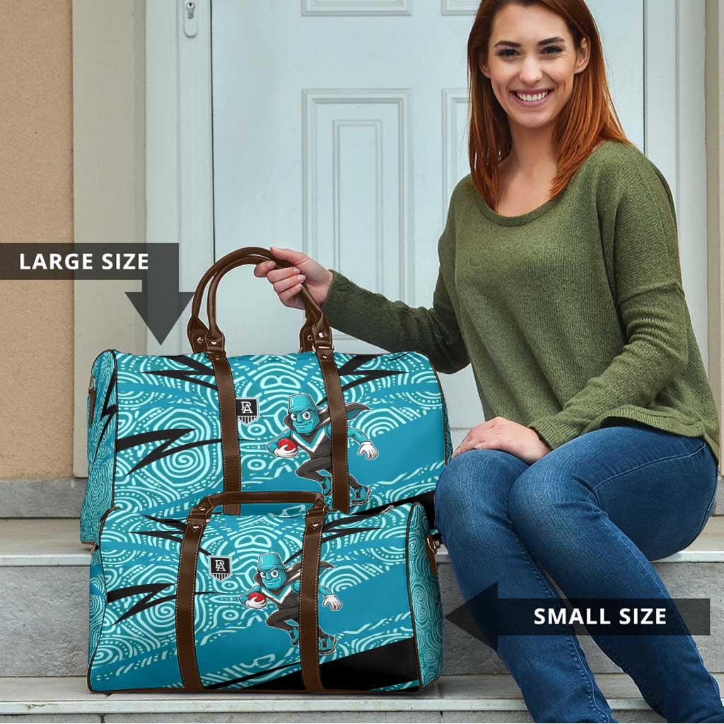 Port Adelaide Australian Football Travel Bag Power Hero Mascot With Indigenous Pattern Art