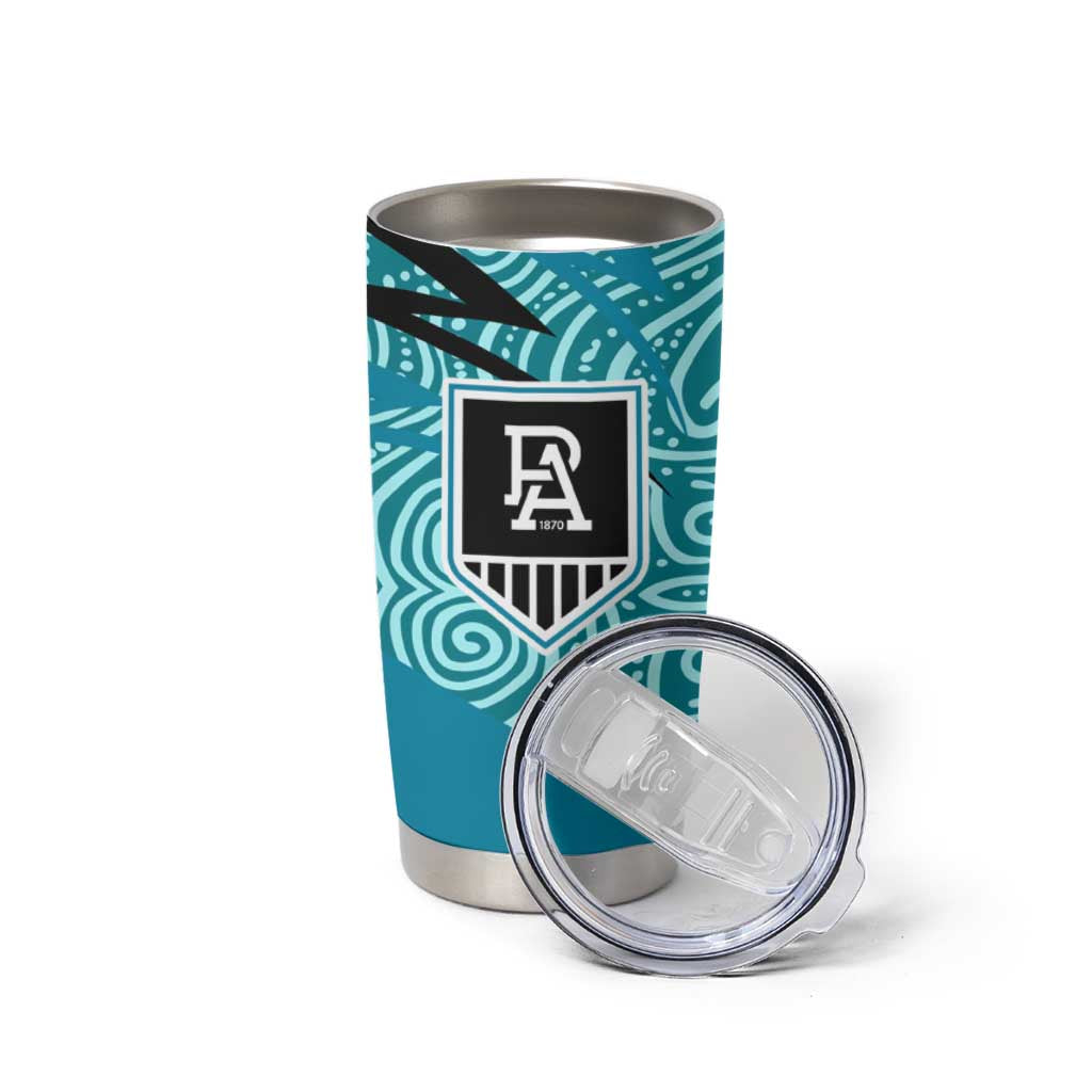 Port Adelaide Australian Football Tumbler Cup Power Hero Mascot With Indigenous Pattern Art