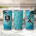 Port Adelaide Australian Football Tumbler Cup Power Hero Mascot With Indigenous Pattern Art