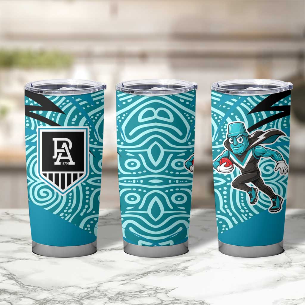 Port Adelaide Australian Football Tumbler Cup Power Hero Mascot With Indigenous Pattern Art