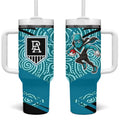 Port Adelaide Australian Football Tumbler With Handle Power Hero Mascot With Indigenous Pattern Art