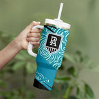 Port Adelaide Australian Football Tumbler With Handle Power Hero Mascot With Indigenous Pattern Art