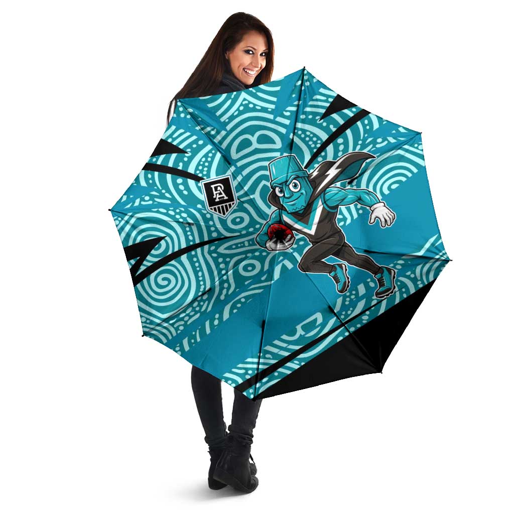Port Adelaide Australian Football Umbrella Power Hero Mascot With Indigenous Pattern Art