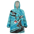 Port Adelaide Australian Football Wearable Blanket Hoodie Power Hero Mascot With Indigenous Pattern Art