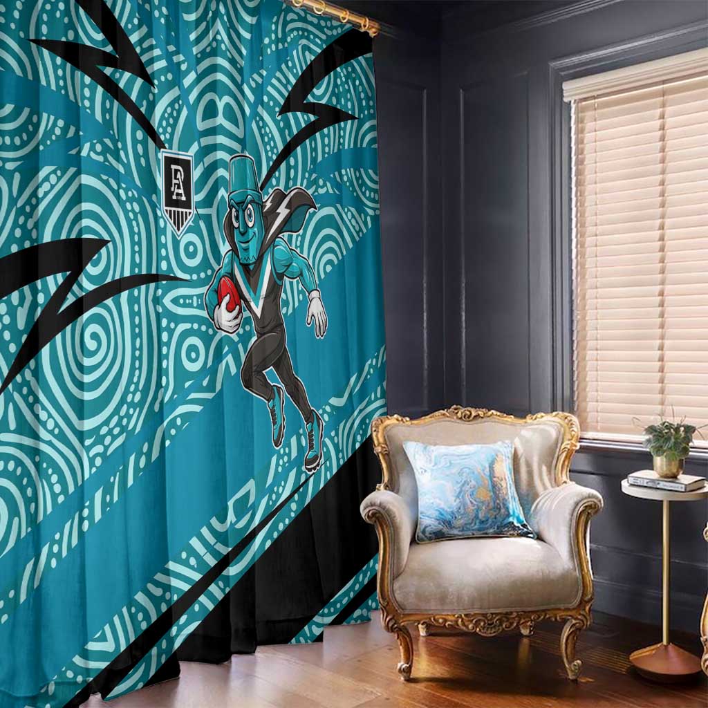 Port Adelaide Australian Football Window Curtain Power Hero Mascot With Indigenous Pattern Art