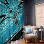 Port Adelaide Australian Football Window Curtain Power Hero Mascot With Indigenous Pattern Art