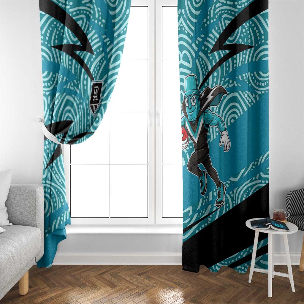 Port Adelaide Australian Football Window Curtain Power Hero Mascot With Indigenous Pattern Art