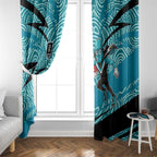 Port Adelaide Australian Football Window Curtain Power Hero Mascot With Indigenous Pattern Art