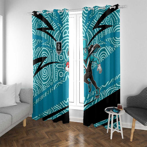 Port Adelaide Australian Football Window Curtain Power Hero Mascot With Indigenous Pattern Art