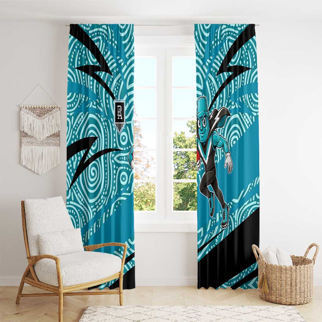 Port Adelaide Australian Football Window Curtain Power Hero Mascot With Indigenous Pattern Art