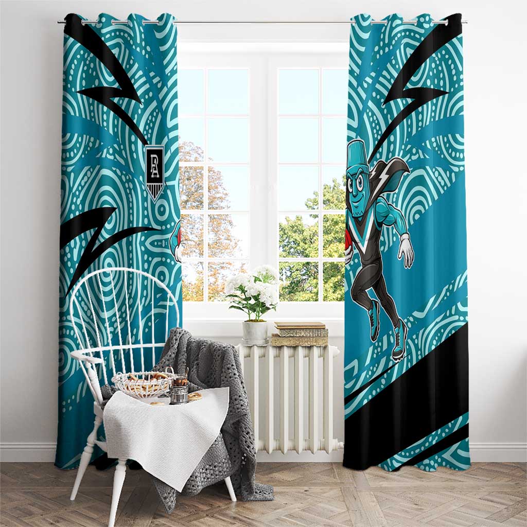 Port Adelaide Australian Football Window Curtain Power Hero Mascot With Indigenous Pattern Art
