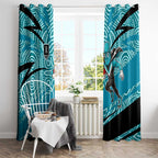 Port Adelaide Australian Football Window Curtain Power Hero Mascot With Indigenous Pattern Art